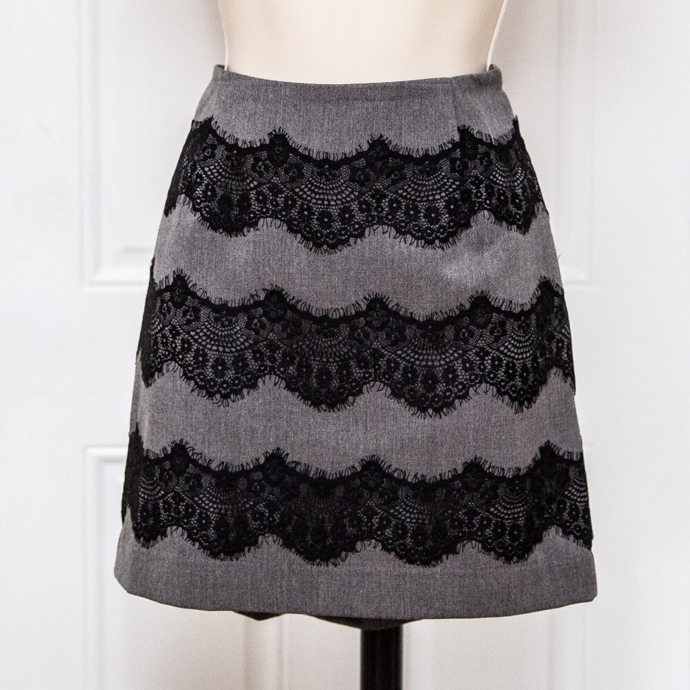 3D Black & Gray Lace Mini Skirt